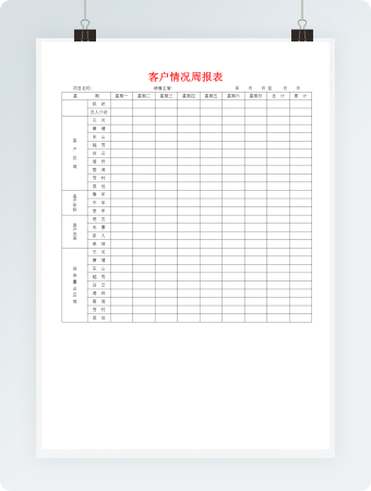 客户情况周报表word模板