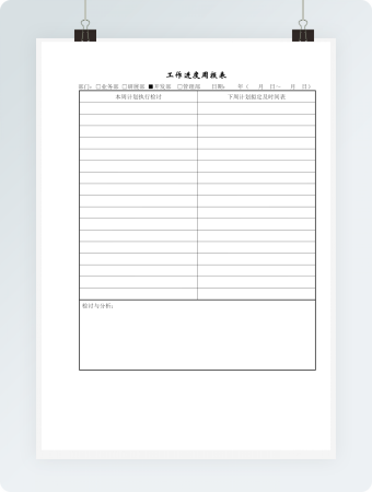 工作进度周报表word模板2