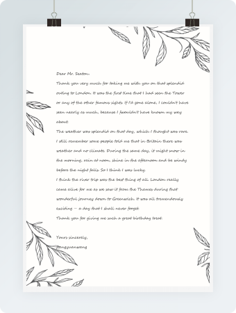 黑色手绘线型植物边框简约信纸word文档