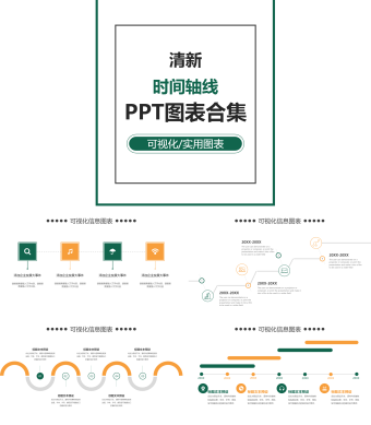 清新时间轴PPT图表合集