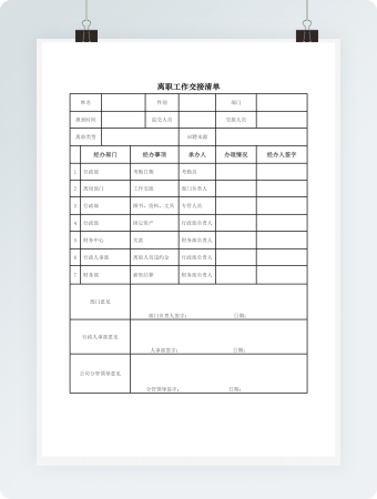 离职工作交接清单word模板