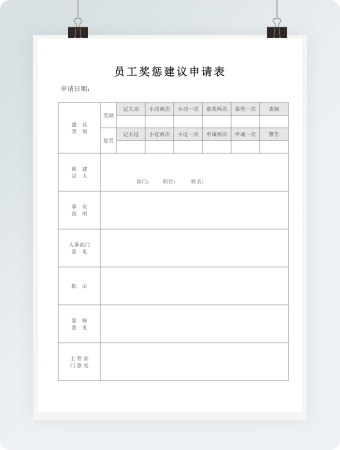 员工奖惩建议申请表word模板