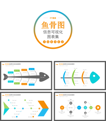 白色简约风鱼骨图信息可视化图表集