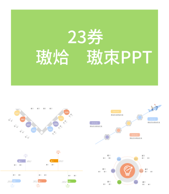 绿色简约风时间轴时间线PPT图集