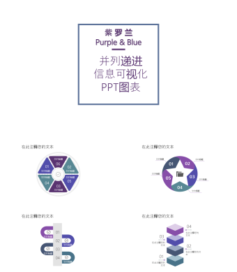 紫罗兰并列递进可视化PPT图表
