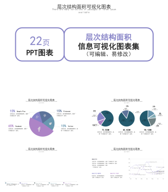紫色层次结构面积可视化图表PPT模板