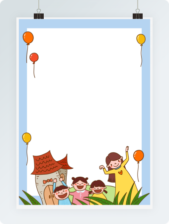 蓝色气球卡通信纸