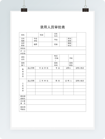 录用人员审批表