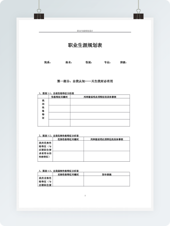 职业生涯规划表
