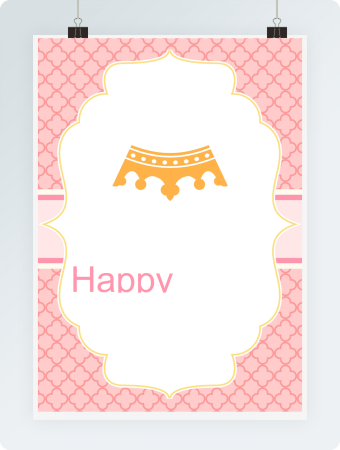 粉色公主生日明信片贺卡word模板