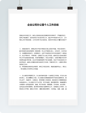 企业公司办公室个人工作总结