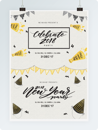 简约风高档新年元旦明信片贺卡word模板