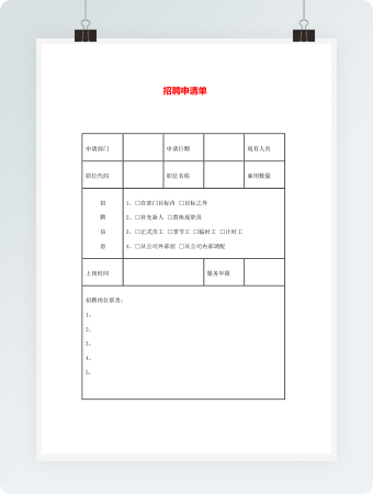 招聘申请单