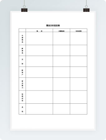 营销方针设定表