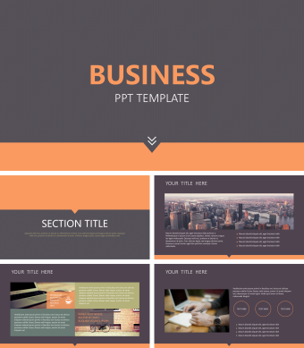 英文橙灰色创意PPT模板