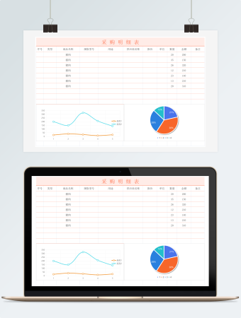 粉色采购明细表