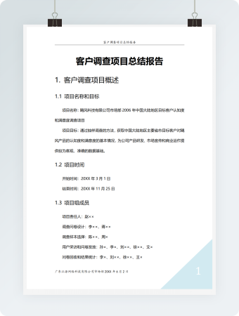 客户调查项目总结报告