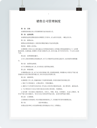 销售公司管理规定范本