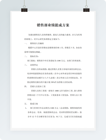 销售部业绩提成方案