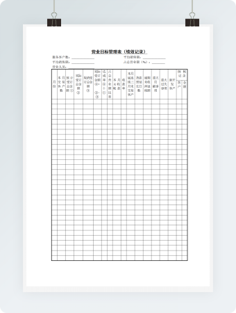 营业目标管理表（绩效记录）word文档