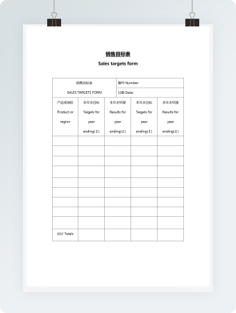营销管理销售目标表Word文档