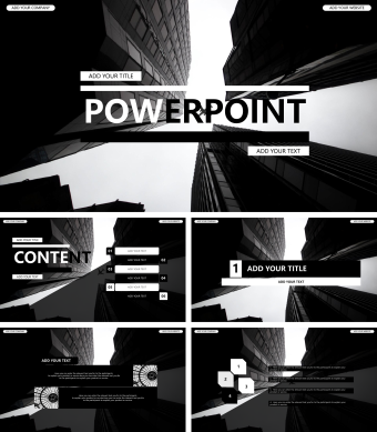 扁平化商务黑白色杂志PPT模板