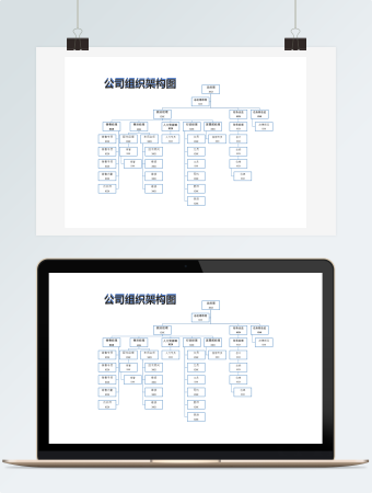 蓝框白底公司组织架构图