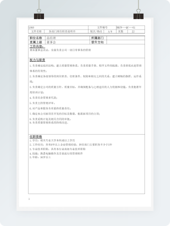 各部门岗位职责说明书