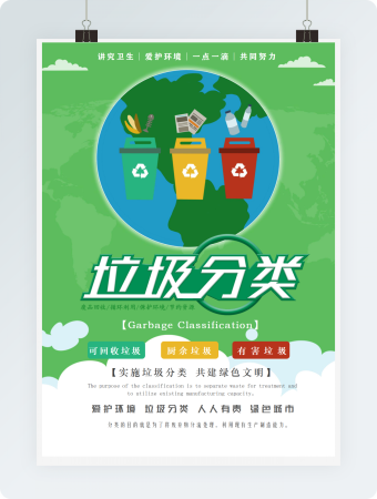 保护环境垃圾分类海报绿色实用宣传word海报