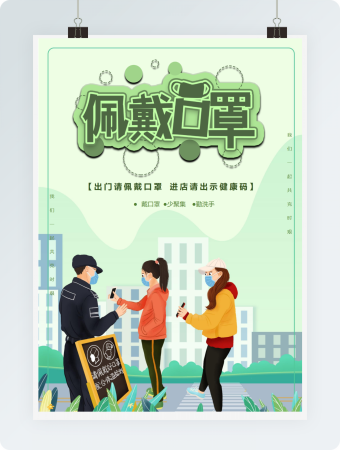 佩戴口罩海报word模板