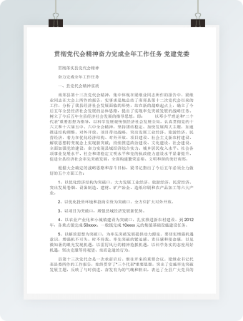 贯彻党代会精神奋力完成全年工作任务党建党委