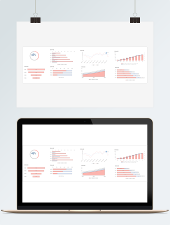 灰粉蓝商务图表模板