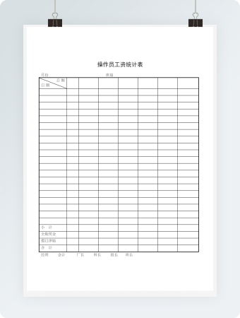 操作员工资统计表