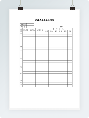 产品质量管理标准表