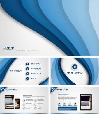 英文蓝色简约商务PPT