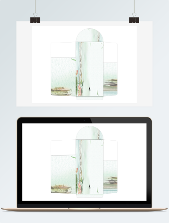 绿色中国风竖版信封模板