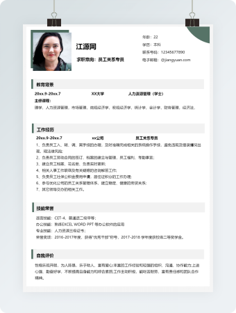 员工关系专员竞聘模板