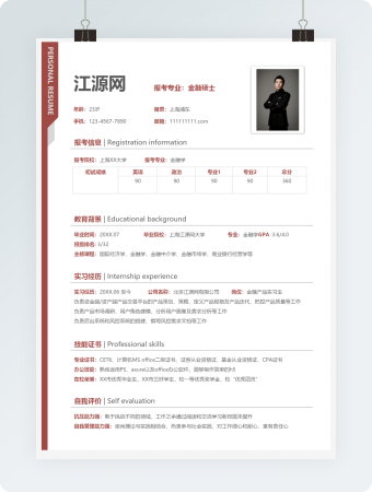 金融硕士报考模板