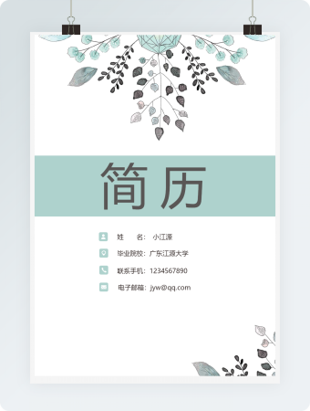 清新成套简历个人简历work简历模板