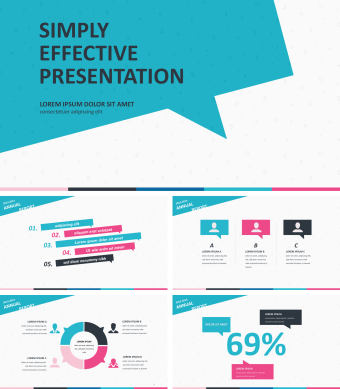蓝白扁平简约小清新PPT模板