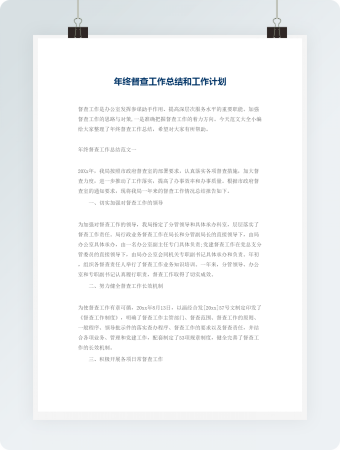 年终督查工作总结和工作计划