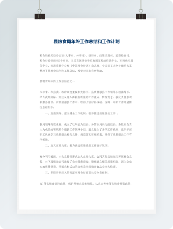 县粮食局年终工作总结和工作计划