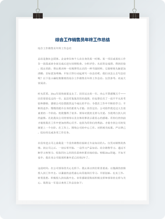 综合工作销售员年终工作总结