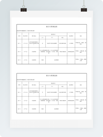 旅行行程规划表