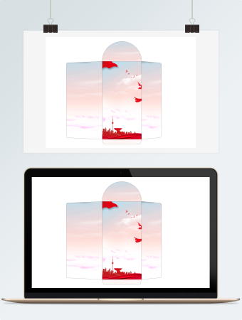 党政信封蓝天白云word模板