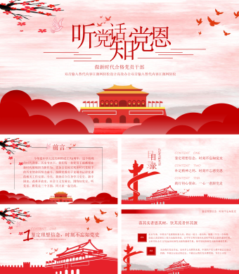 红色大气党政风做新时代合格党员干部PPT模板