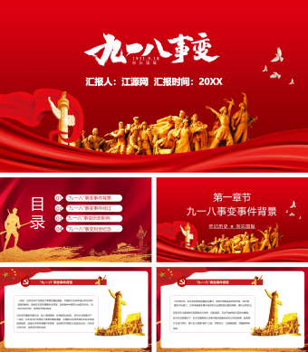 红色九一八事变说课PPT模板
