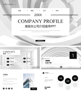 高级灰简约风公司介绍宣传PPT