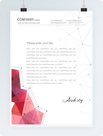 红色线条扁平化企业公司文档背景word模板