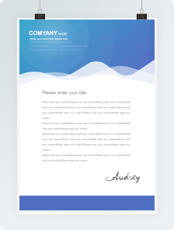 蓝色商务扁平化企业公司文档背景word模板